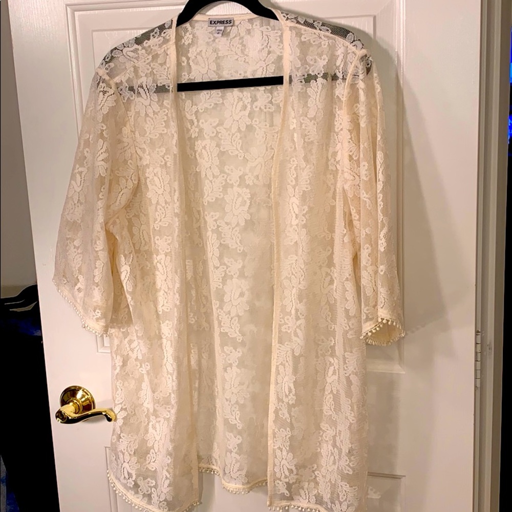 Express open face lace kimono